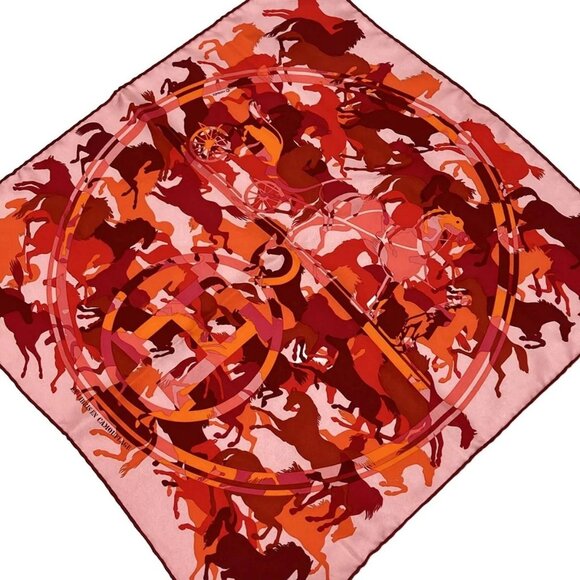 Auth HERMES Petit Carre - Light Pink Red Multi Scarf - Picture 1 of 4